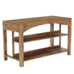 Tribesigns 59-Inch Bar Table, Farmhouse Counter Height Table with Storage Shelves for Kitchen Dining Room