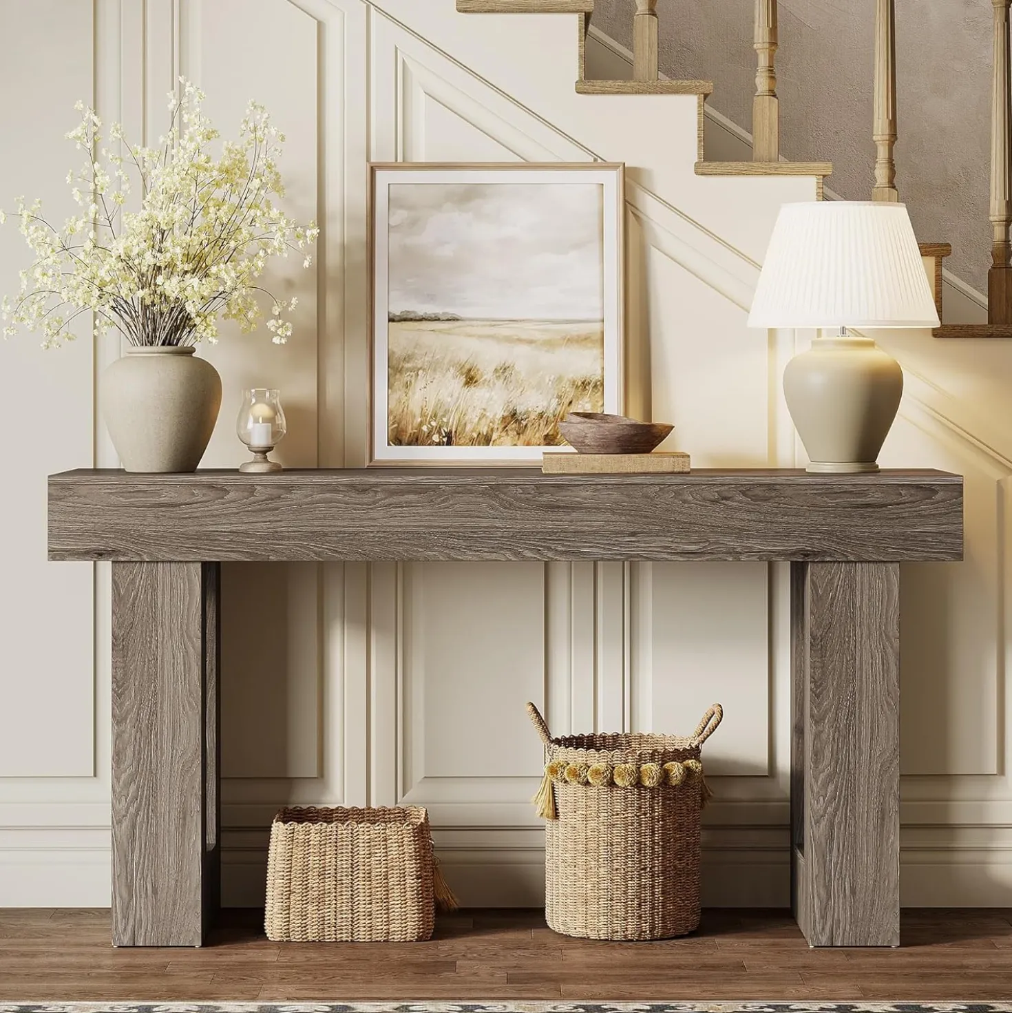 Tribesigns 63-Inch Console Table, Farmhouse Wooden Sofa Table