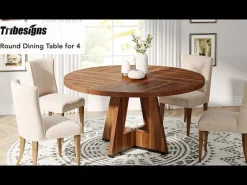 Tribesigns 47-Inch Round Conference Table for 4-6 People, Wooden Base and Thickened Top