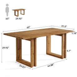 Tribesigns 63-Inch Solid Wood Dining Table, Farmhouse Kitchen Table for 4-6