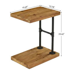 Tribesigns Narrow Solid Wood Nightstand, C-Shaped Bedside Table for Bedroom
