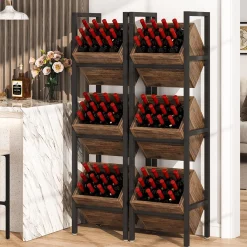 Tribesigns 3-Tier Freestanding Wine Rack, Wooden Wine Storage Stand for Kitchen and Cellar