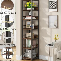 Tribesigns 6-Tier Narrow Corner Shelf, 74.8-Inch Tall Industrial Storage Bookshelf