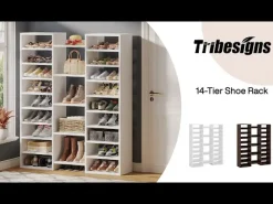 Tribesigns 14-Tier Tall Shoe Rack, Freestanding Wooden Shoe Organizer for Closet and Entryway