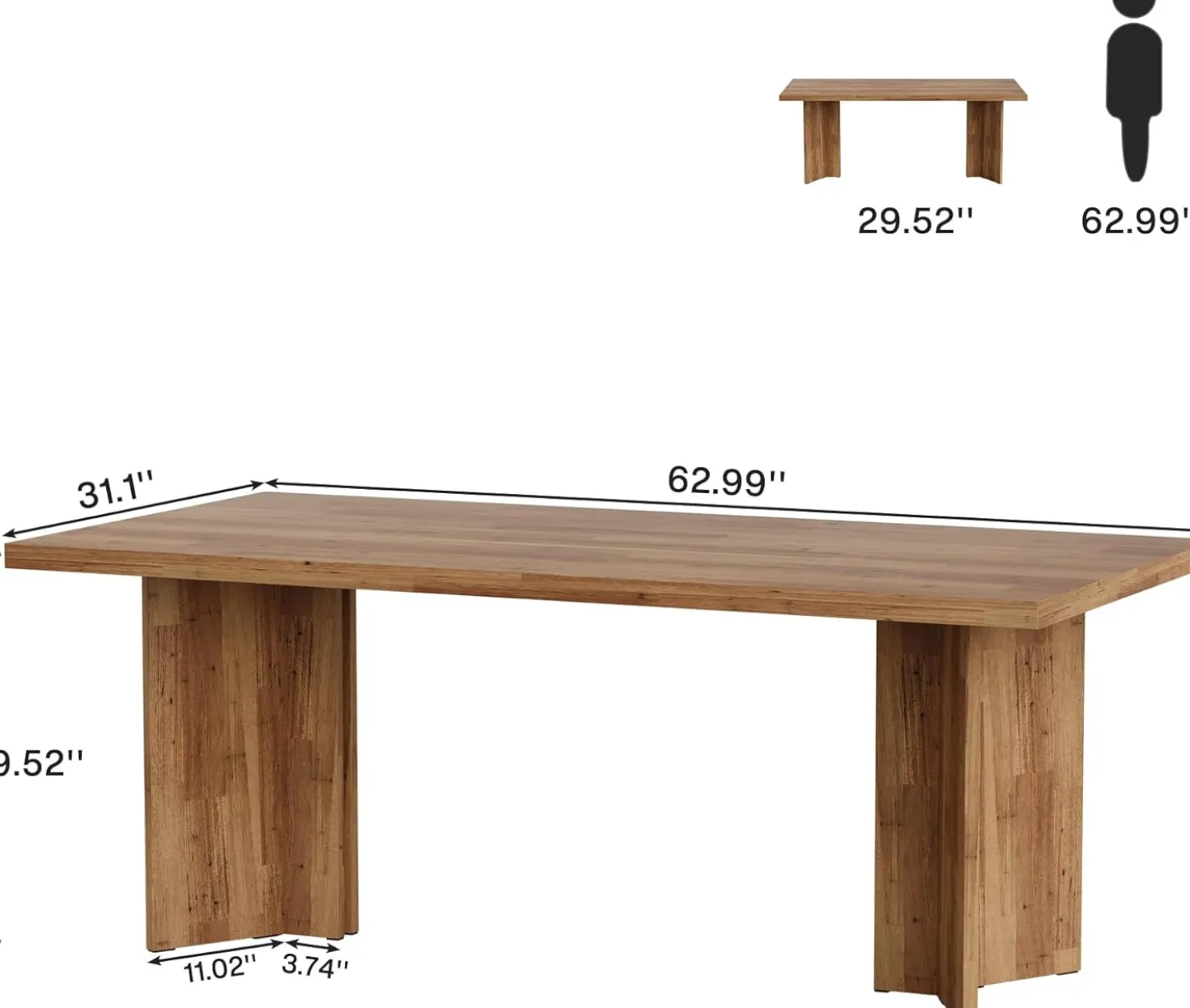 Vintage Executive Desk, 63" Farmhouse Computer Desk Conference Table