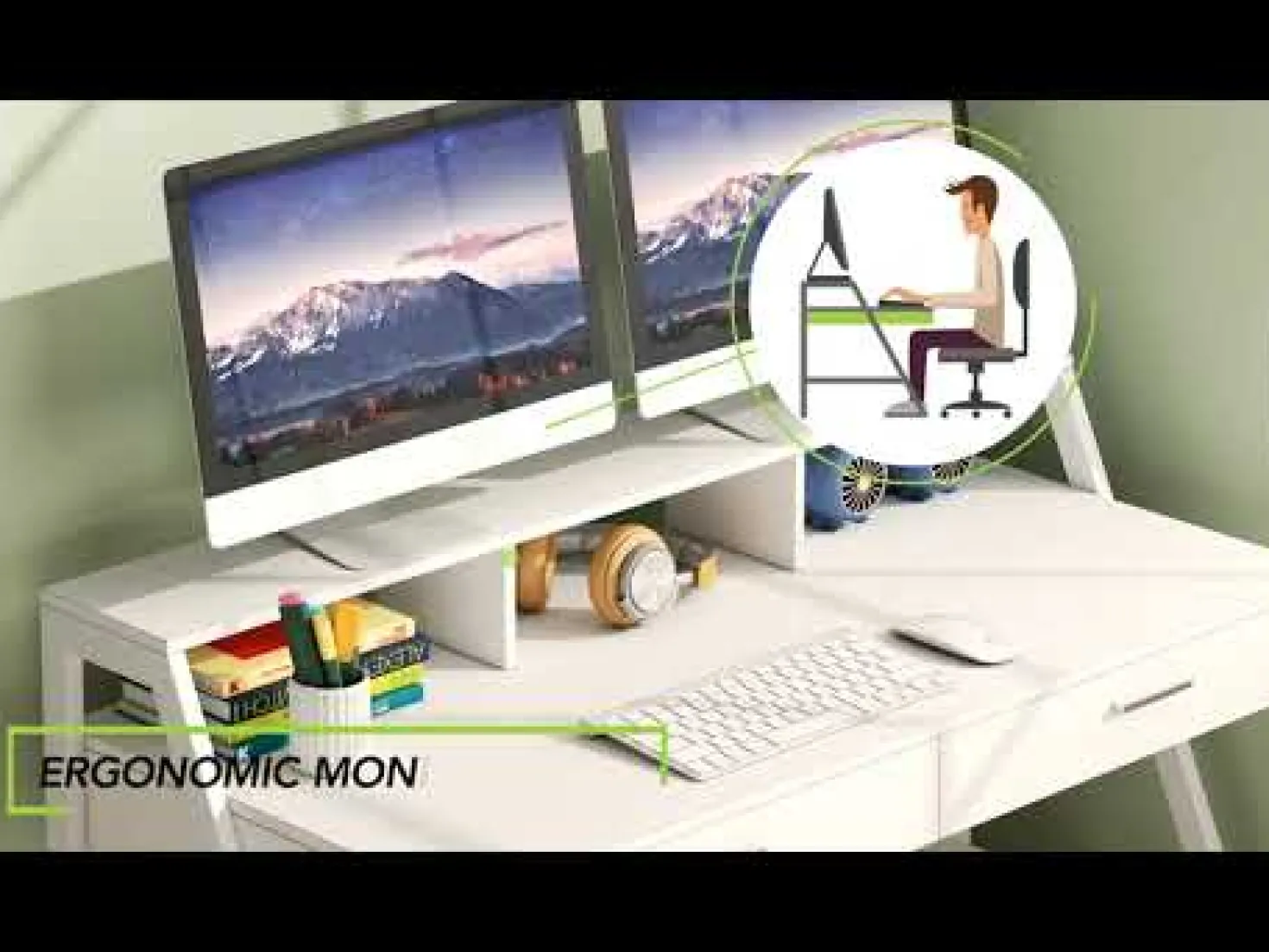 White Computer Desk, 47" Writing Desk with Storage Shelf & Drawers