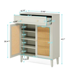 Wooden Storage Cabinet Sideboard with Adjustable Shelves and Drawer