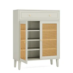 Wooden Storage Cabinet Sideboard with Adjustable Shelves and Drawer